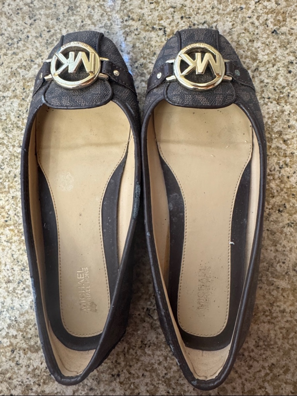 Michael Kors Dark Brown Logo-Accent Women's Ballet Flats